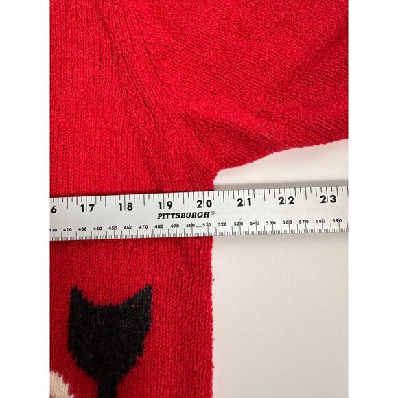 Coldwater‎ Creek Red Bejeweled Cats Kitchy Zip Sweater Jacket Size L - Picture 7 of 16